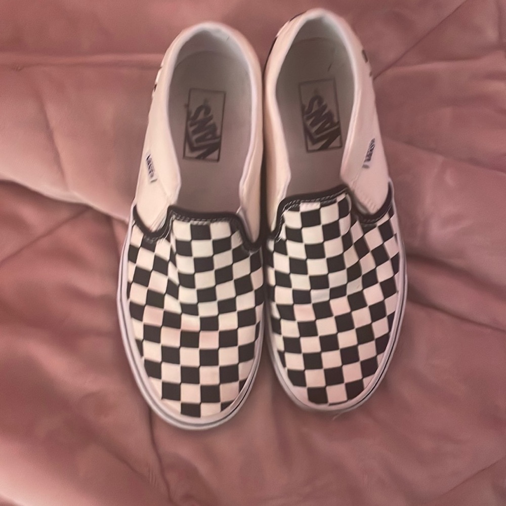 checkered vans size 8. Worn only a couple times so they are in good condition!!!